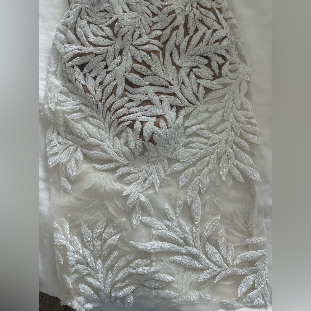 NADINE MERABI TALIA Elegant White Lace Dress - Picture 9 of 17